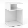 S-Shaped Side Table Modern Sofa End Table Nightstand with 2 Open Compartments