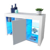 Modern White Sideboard Cabinet High Gloss Wooden Cupboard LED Glass Shelves