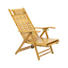 Folding Sun Lounger Bamboo Deck Reclining Chair Retractable Footrest In/Outdoor