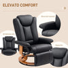 360° Swivel Recliner Chair with Footrest, PU Manual Reclining Armchair, Black