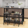 3-Tier Bar Table Breakfast Dining Table Kitchen Island Table with Open Shelves