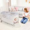 5 in 1 Travel Cot Folding Baby Playard with Storage Rack and Carry Bag Beige