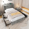 3ft Single Bed Upholstered Storage Bed Frame With Headboard, Lamp and 4 Drawers