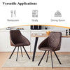 2Pcs Faux Leather Dining Chairs Padded Seat Dining Room Chair Metal Legs