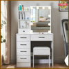 Dressing Table 10 LED Lights Vanity Table with Sliding Mirror Makeup Table Stool