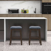 Set of 2 Bar Stools Counter Height Stool Rivet-Tufted Kitchen Dining Chair Grey
