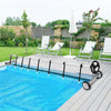5.5 m Pool Cover Reel Set Adjustable Above Ground Pool Solar Cover Reel w/Wheel