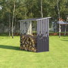 Metal Garden Shed 8ftx3ft 11x3ft Log Tool Firewood Organizer Rack Timber Store