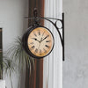 Round Double Sided Wall Clock Station Outdoor Garden Arabic & Roman Numerals