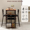 Bar Table Set for 2, Dining Counter Height Table with Storage Shelves and Chairs