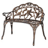 38.5"Cast Aluminium Park Leisure Rose Chair Outdoor Courtyard Garden Patio Bench