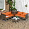 4Pcs Patio Rattan Sofa Garden Furniture Set with Table Cushions Orange