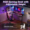 X-Large RGB Gaming Desk Height Adjustable Sit Stand up Desk Business Study Table