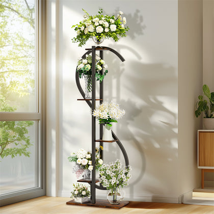 5-Tier Plant Stand S-Shaped Corner Plant Stand Outdoor Planter Display Shelving