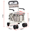 Folding Walk Seated Shopping Trolley With Backrest Armrest 6 Wheel
