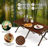 Outdoor Portable Picnic Table Roll Up Camping Table Bamboo Folding Table w/Bag