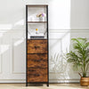 Industrial Rustic Wood Storage Cabinet with Shelves & Fabric Drawers Metal Legs