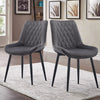 Set of 2 Dining Chairs Grey Diamond Velvet Padded Seat Back Dining Room Chair