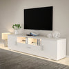 LED TV Stand Cabinet Unit Modern High Gloss 2 Door MDF Entertainment RGB Lights