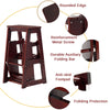 Folding 3 tier Step Stool Wooden Indoor Folding Stepladder Shelf Adults Kids