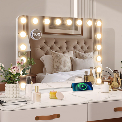 80*60cm LED Hollywood Makeup Mirror Large Vanity Light Mirror Dimmable 18 Bulbs
