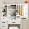 Dressing Table Vanity Makeup Desk With 10 LED Lighted Mirror And 6 Shelves Stool