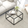 Modern Glass Coffee Table Square Snack Table Living Room Center Cocktail Table