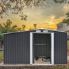 4*8/6*8/8*8/10*8ft Metal Garden Storage Shed Roof Tool Firewood w/Sliding Door