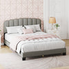 Linen Upholstered Platform Bed with Adjustable Scalloped Tufted Headboard-Grey