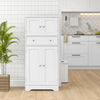 Freestanding Kitchen Storage Cabinet with 4 Doors Drawer and Shelves White