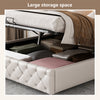 LED Bed Frame Faux Leather Gas Lift Up Ottoman Storage Bed 4ft6 Double Bed White