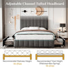 Upholstered Storage Double Bed Frame with Adjustable Headboard 135x190cm, Grey