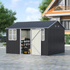 12X10ft Garden Shed Outdoor Metal Tool Storage House with Lockable Door & Window