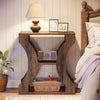 60cm Farmhouse End Table, 3-Tier Wood Side Table with Storage for Living Room