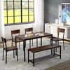 Dining Table Chair and Bench Set 6 Industrial Style Kitchen Dining Table Set