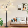 Floor Lamp Free Standing Light Tall Lamp Beige Linen Shade Bedroom Living Room