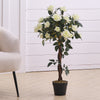 Artificial White Rose Flower Tree Potted Fake House Plant Home Outdoor Décor New