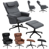 Home Office Swivel Chair Chenille Recliner Sofa Chairs Lounge Armchair Footstool