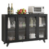 Sideboard Kitchen Buffet Cupboard Console Table with Glass Doors Cabinet 2 Shelf