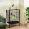 Mobile Metal Bird Cage Open Play Top Parrot Cage Budgie Cage with Perch Feeders