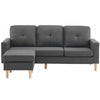 Modern L-Shaped Corner Sofa with Footstool Fabric 2 3 Seater Sofa Couch Grey