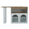 KITCHEN ISLAND EXTENDABLE DINING TABLE BAR BISTRO TABLE WITH STORAGE CABINET