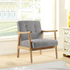 Fabric Upholstered Armchair Solid Wooden Frame Single Sofa Button Back Armchair