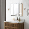 LED Bathroom Cabinet Mirror Wall Mounted 3 Doors Storage Cupboard Glass Shelf