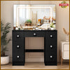 Dressing Table with LED Light Strip Mirror Modern Makeup Desk Vanity Table Black
