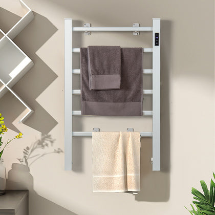 6 Bars Heated Towel Rack Freestanding & Wall Mounted Towel Warmer-Silver