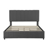 4ft6 Double Bed Frame Upholstered Platform Bed with 4 Storage Drawers Grey Bed