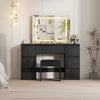 Black Dressing Table High Gloss Vanity Makeup Desk 7 Drawers &Stool &LED Mirror