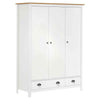 3-Door Wardrobe Hill White 127x50x170 cm Solid Pine Wood