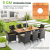 9 PCS Patio Dining Conversation Set with Umbrella Hole Seat Cushion Navy